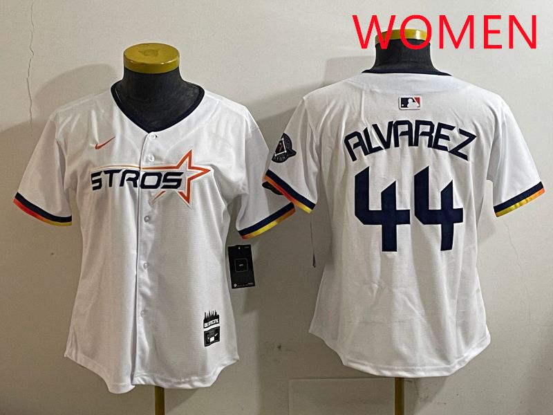 Women Houston Astros #44 Alvarez White three generations Joint Name Nike 2025 MLB Jersey style 1->women mlb jersey->Women Jersey